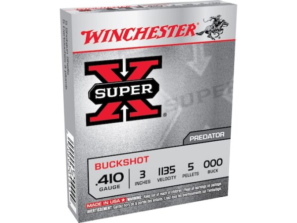 Winchester Super-X Ammunition 410 Bore 3" 000 Buckshot 5 Pellets 500 rounds