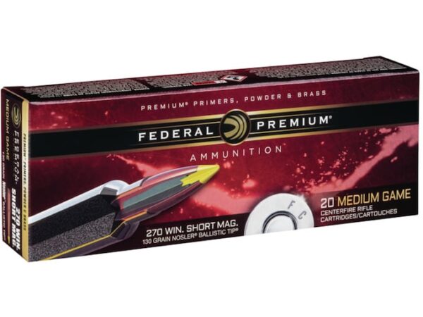 Federal Premium Ammunition 270 Winchester Short Magnum (WSM) 130 Grain Nosler Ballistic Tip 200 rounds