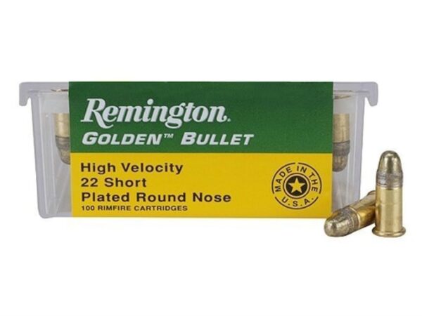 Remington Golden Bullet Ammunition 22 Short High Velocity 29 Grain Round Nose