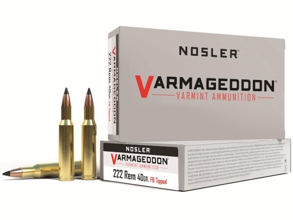 Nosler Varmageddon Ammunition 222 Remington 40 Grain Tipped Flat Base 500 rounds