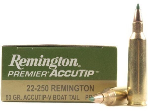 Remington Premier Varmint Ammunition 22-250 Remington 50 Grain AccuTip Boat Tail 500 rounds