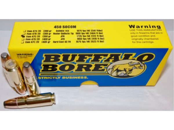 Buffalo Bore Ammunition 458 SOCOM 350 Grain Jacketed Flat Nose 500 rounds