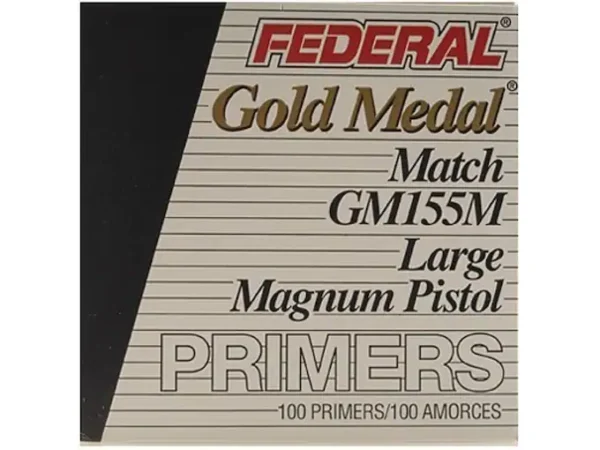 Federal Premium Gold Medal Large Pistol Magnum Match Primers #155M Box of 1000 (10 Trays of 100)