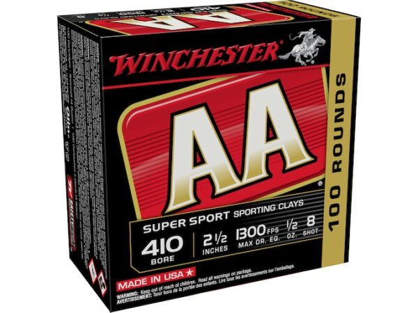 Winchester AA Super Sport Sporting Clays Ammunition 410 Bore 2-1/2" 1/2 oz 1000 rounds