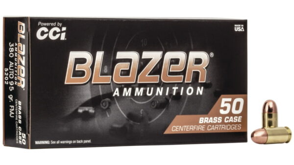 CCI Ammunition Blazer Brass .380 ACP 95 grain Full Metal Jacket Centerfire Pistol Ammunition 500 RDS