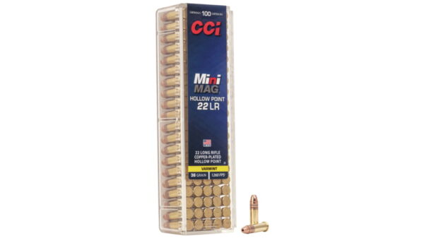 CCI Ammunition Mini-Mag .22 Long Rifle 36 grain Copper Plated Hollow Point Rimfire Ammunition 500