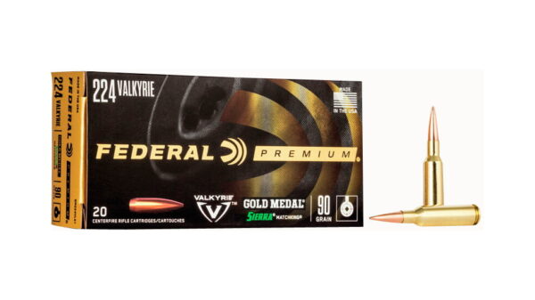 Federal Premium Gold Medal Sierra MatchKing .224 Valkyrie 77 Grain Tipped MatchKing Brass Cased Centerfire Rifle Ammunition GM224VLKTMK Caliber: .224 Valkyrie, Number of Rounds: 500