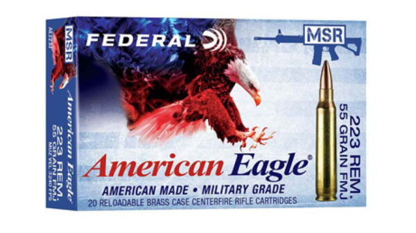 Federal Premium .223 Remington 55 grain Full Metal Jacket Boat Tail (FMJBT) Brass Centerfire Rifle Ammunition 500 RDS