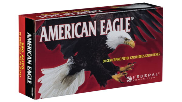 Federal Premium Centerfire Handgun Ammunition .380 ACP (380 Auto Ammo) 95 grain Full Metal Jacket Centerfire Pistol Ammunition 500 RDS