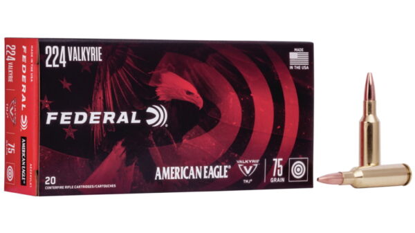 Federal Premium .224 Valkyrie 75 grain Total Metal Jacket (TMJ) Centerfire Rifle Ammunition 500 ROUNDS