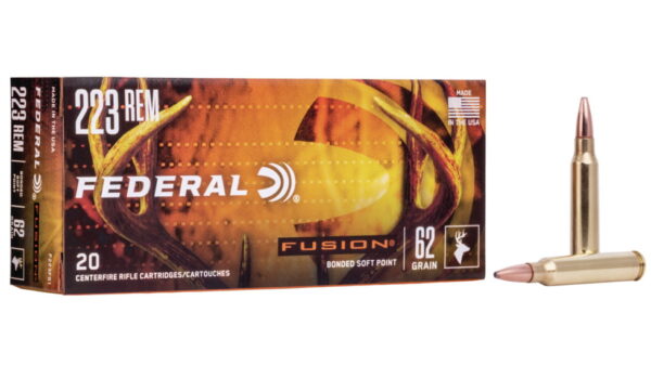 Federal Premium FUSION .223 Remington 62 grain Fusion Soft Point Centerfire Rifle Ammunition 500 ROUNDS