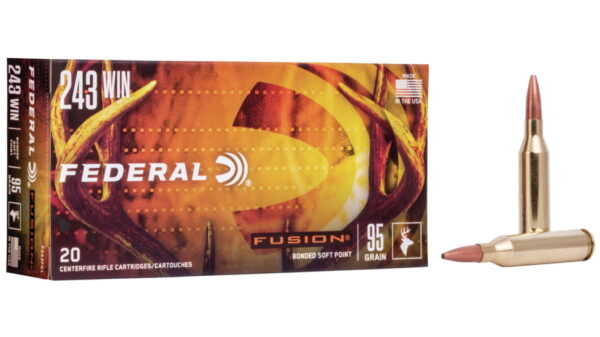 Federal Premium FUSION .243 Winchester 95 grain Fusion Soft Point Centerfire Rifle Ammunition F243FS1 Caliber: .243 Winchester, Number of Rounds: 500