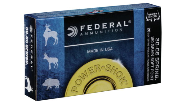 Federal Premium Power-Shok .30-06 Springfield 180 grain Jacketed Soft Point Centerfire Rifle Ammunition 3006B Caliber: .30-06 Springfield, Number of Rounds: 500