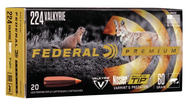 Federal Premium NOSLER BALLISTIC TIP .224 Valkyrie 60 grain Nosler Ballistic Tip Centerfire Rifle Ammunition P224VLKBT1 Caliber: .224 Valkyrie, Number of Rounds: 500