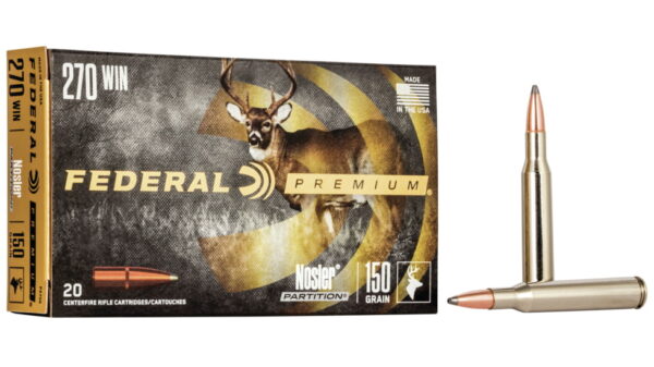 Federal Premium VITAL-SHOK .270 Winchester 150 grain Nosler Partition Centerfire Rifle Ammunition P270E Caliber: .270 Winchester, Number of Rounds: 500