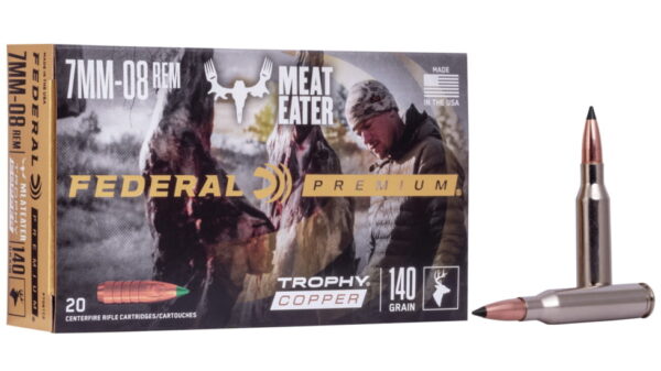 Federal Premium VITAL-SHOK 7mm-08 Remington 140 grain Trophy Copper Centerfire Rifle Ammunition 500 RDS