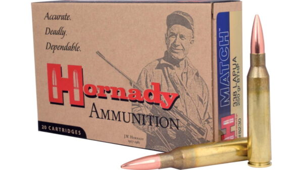 Hornady Match .338 Lapua Magnum 250 Grain Boat-Tail Hollow Point Match Centerfire Rifle Ammunition 8230 Caliber: .338 Lapua Magnum, Number of Rounds: 500