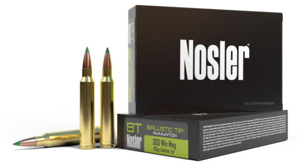 Nosler .300 Winchester Magnum 180 Grain Ballistic Tip Brass Cased Centerfire Rifle Ammunition 500 ROUNDS