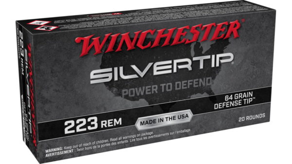 Winchester Silvertip Centerfire .223 Rem 64 Grain Defense Tip NPJ Rifle Ammunition W223ST Caliber: .223 Remington 500 ROUNDS