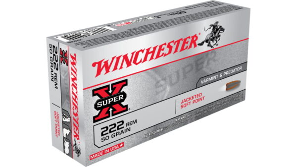 Winchester SUPER-X RIFLE .222 Remington 50 grain Jacketed Soft Point Brass Cased  500 rounds