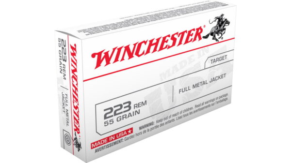 Winchester USA RIFLE .223 Remington 55 grain Full Metal Jacket (FMJ) Brass Centerfire Rifle Ammunition 500 ROUNDS