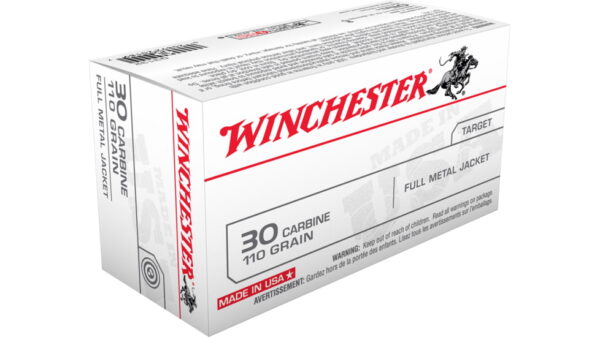 Winchester USA RIFLE .30 Carbine 110 grain Full Metal Jacket Brass Cased 500 rounds